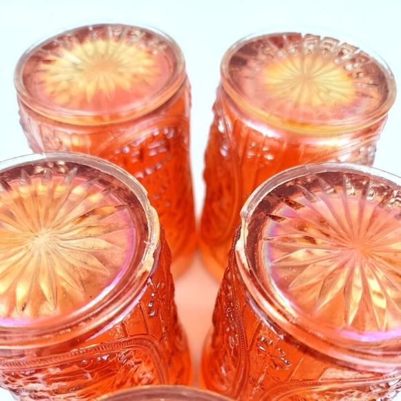 Vintage Imperial Windmill Marigold Carnival Glass 4in Tumbler Set of 5 w issues - Picture 10 of 12